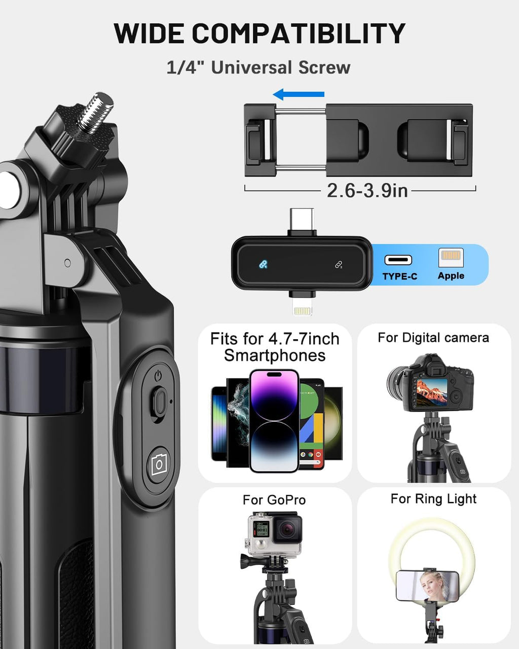 Tech VlogPro™ Creator Kit – 71” Tripod, Light, Remote & Mic