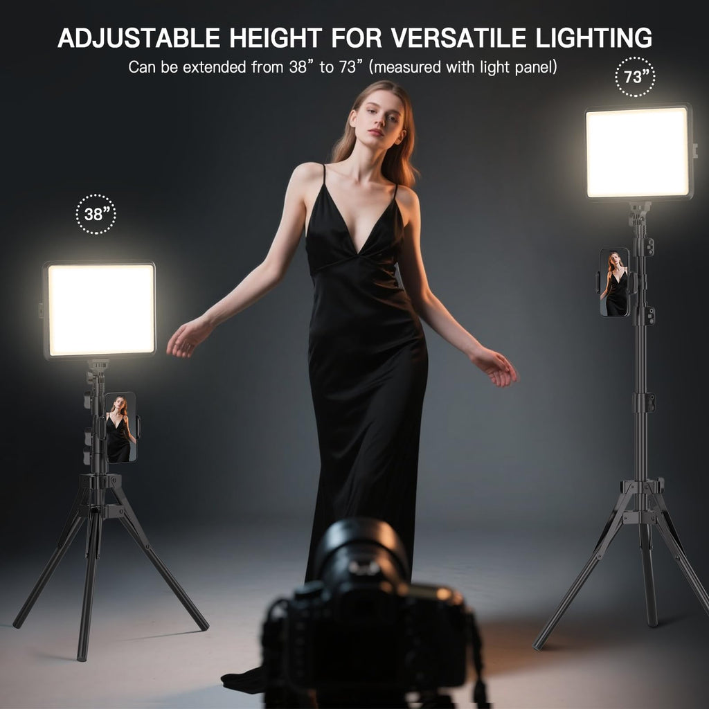 Tech StudioPro™ 2-Pack LED Light Kit – 2800-6500K w/ 73” Tripods & Phone Holder