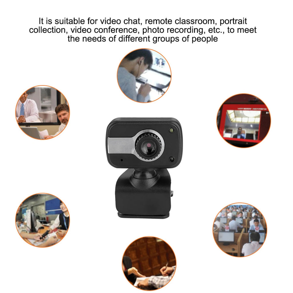 Tech Cam Mini™ USB Webcam w/ Mic – 360° Rotation & Night Vision