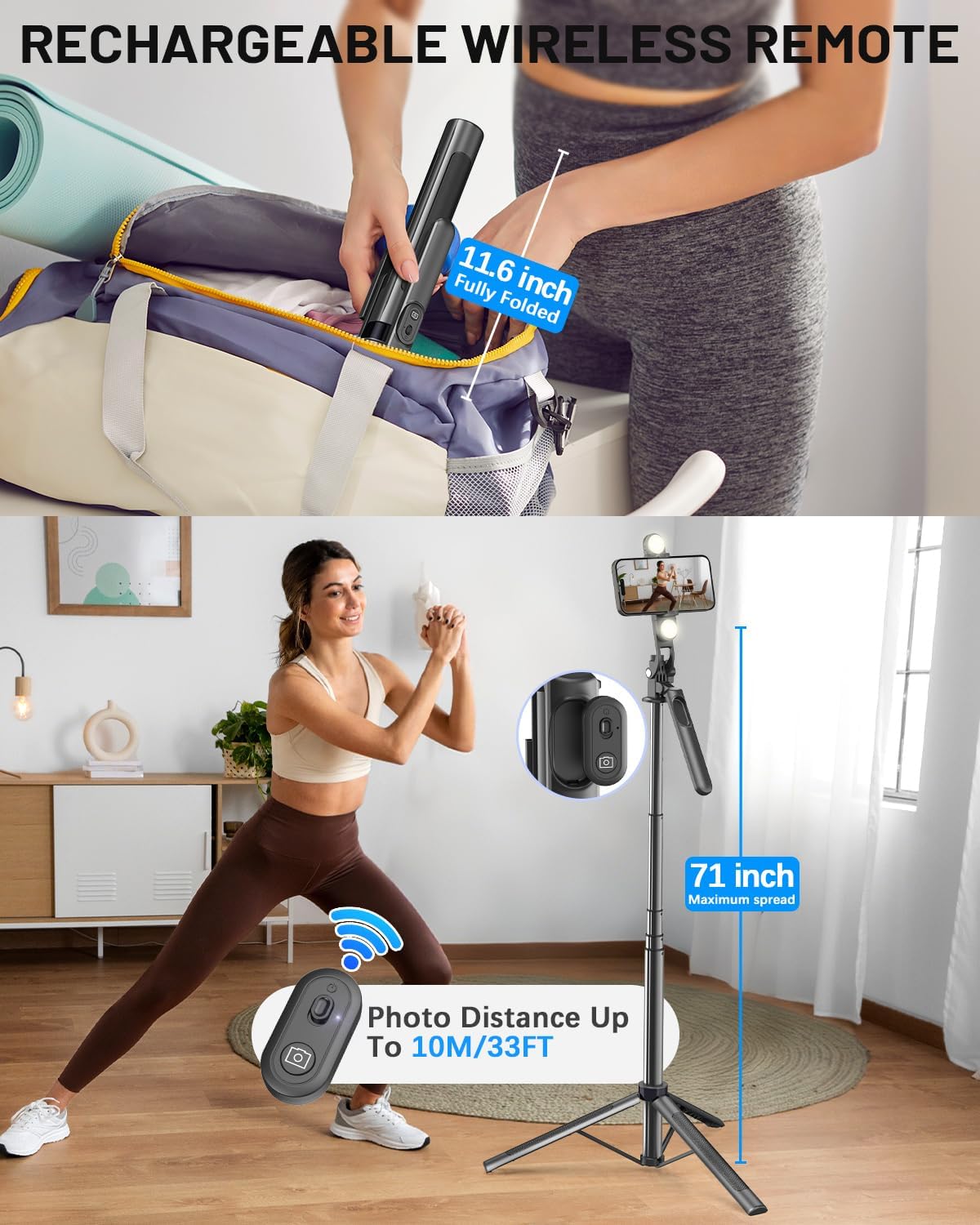 Tech VlogPro™ Creator Kit – 71” Tripod, Light, Remote & Mic