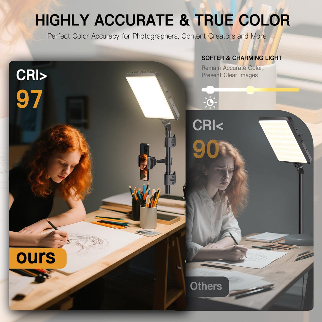 Tech StudioPro™ 2-Pack LED Light Kit – 2800-6500K w/ 73” Tripods & Phone Holder