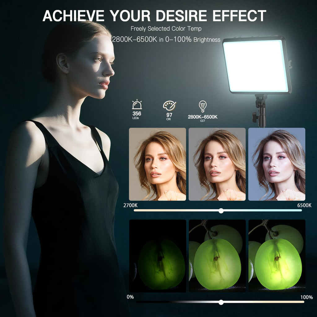 Tech StudioPro™ 2-Pack LED Light Kit – 2800-6500K w/ 73” Tripods & Phone Holder