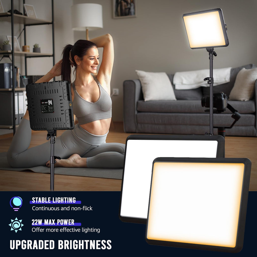 Tech StudioPro™ 2-Pack LED Light Kit – 2800-6500K w/ 73” Tripods & Phone Holder