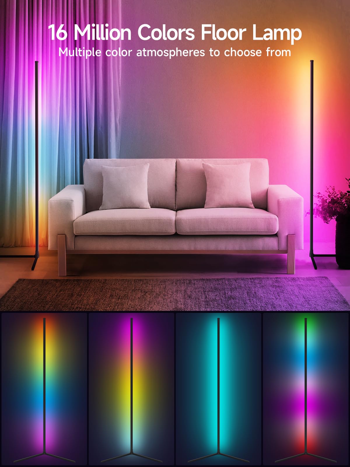 Tech Glow Corner™ RGB Corner Floor Lamp – Smart App & Music Sync