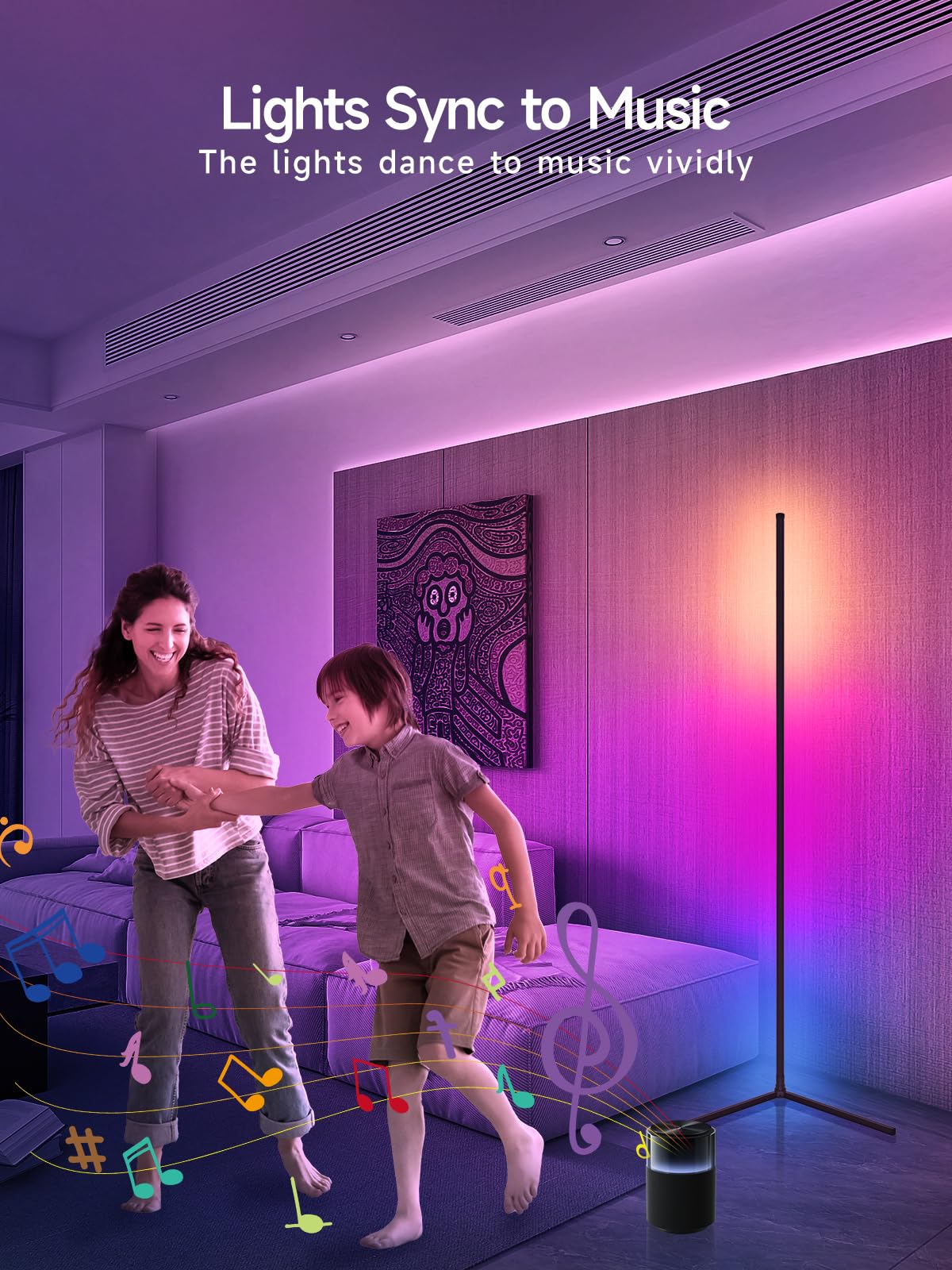 Tech Glow Corner™ RGB Corner Floor Lamp – Smart App & Music Sync