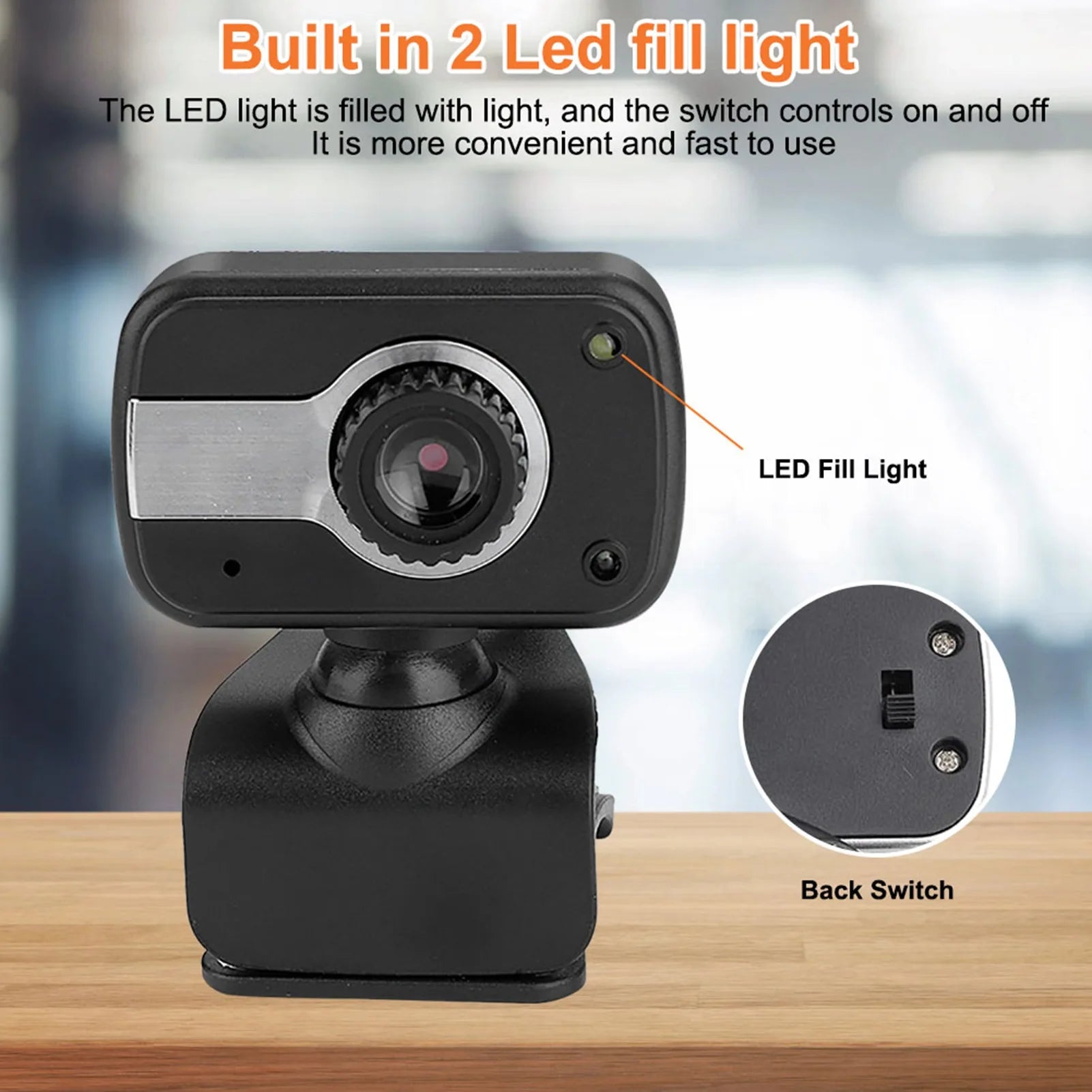 Tech Cam Mini™ USB Webcam w/ Mic – 360° Rotation & Night Vision